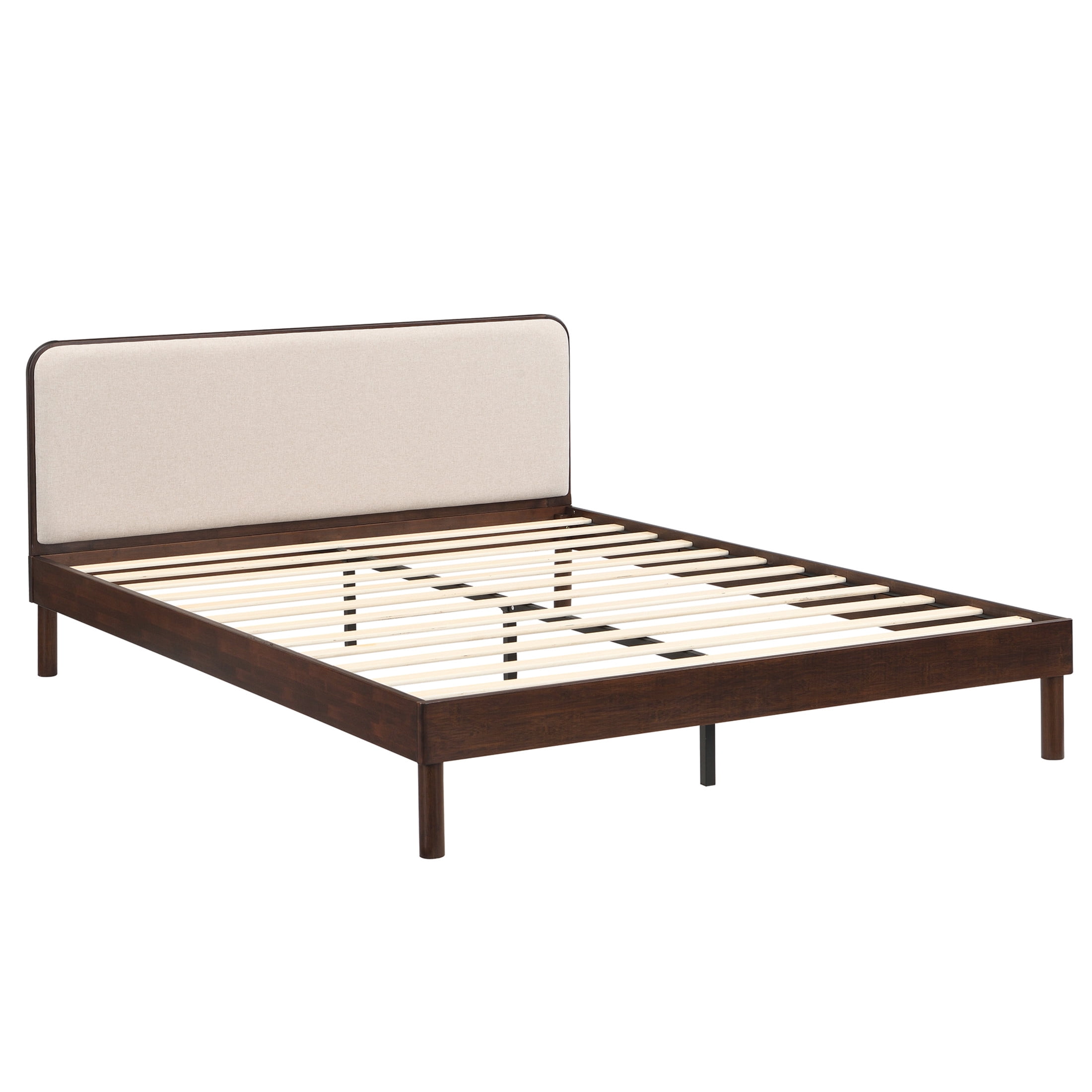 Christopher Knight Home Queen Bamboo Platform Bed Frame with Upholstered Headboard, Chocolate