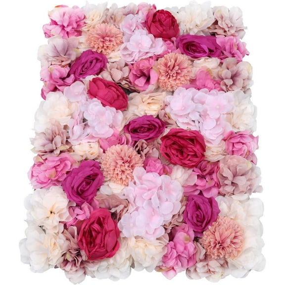 6 Pack Artificial Flower Wall Panels, 15.7 * 23.6 inch Flower Wall Panels for Backdrop 3D Silk Rose Hydrangea Peony Flower Wall for Wedding Party Home Decoration