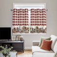 thumbnail image 5 of Farmhouse Kitchen Curtains Short 45 Inch Length, American Country Star Barn Red Brown Plaid Berry Grommet Top Bedroom Living Room Curtains, Light Filtering Cafe Curtain Drapes 2 Panels Set 84''x45'', 5 of 9