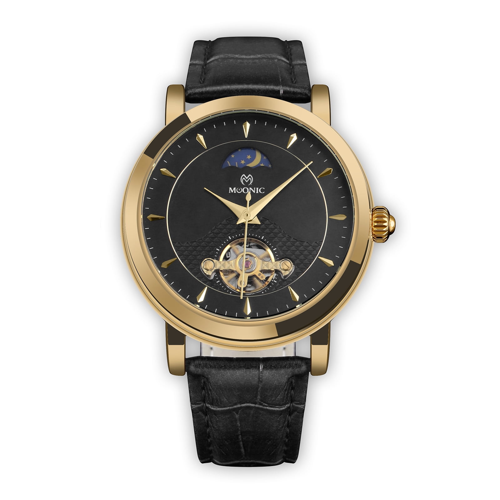 ESS Men's Mechanical Wrist Watch Automatic Moonphase Brown Leather