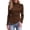 Brown, variant on Women's Mock Neck Long Sleeve Top Pleated Shoulder Ruched Waist Slim Peplum Hem Business Casual Top