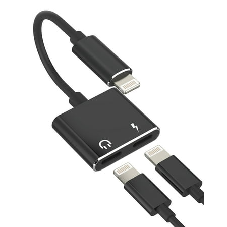 Dual Lightning Headphone Jack Adapter for Apple MFi Certified(2 in 1)for iPhone 14 13 Pro Max Aux Audio Charger Splitter for iPad Cable Dongle Lighting Double Port Charge Earphone Music Car Connector
