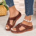 thumbnail image 5 of NOKIO Clearence Women’s 2025 Boho Wedge Sandals Vintage Flat Design Open-Toe Slides Non-Slip Sole Lightweight Beach Shoes Cushioned Arch Support Dressy Sandals, 5 of 9