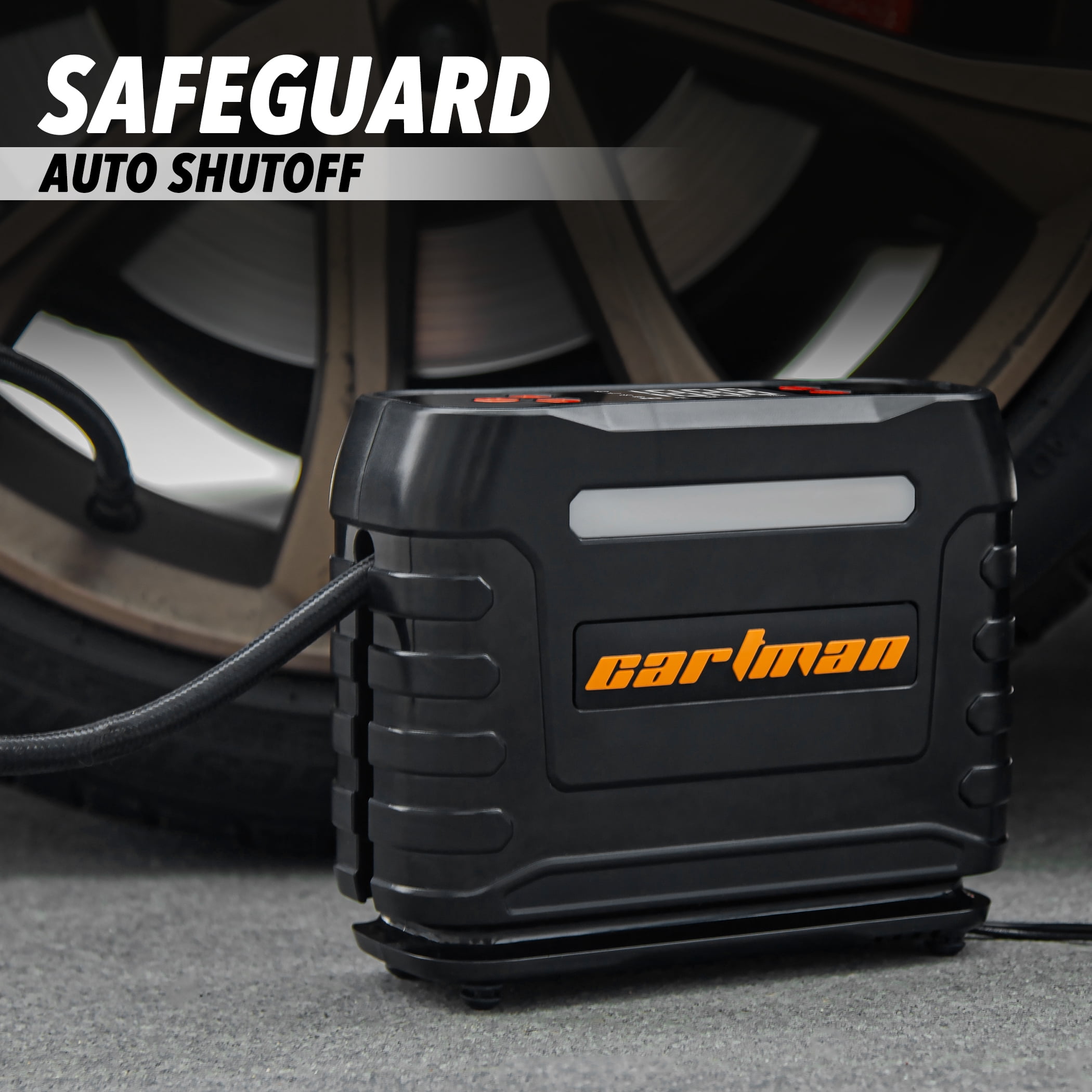 CARTMAN 12V Portable Tire Air Compressor - Black