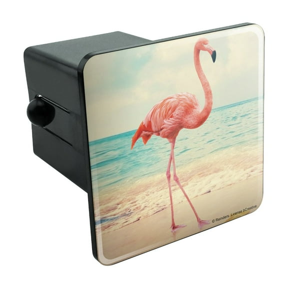 Flamingo on Beach Starfish Retro Tow Trailer Hitch Cover Plug Insert