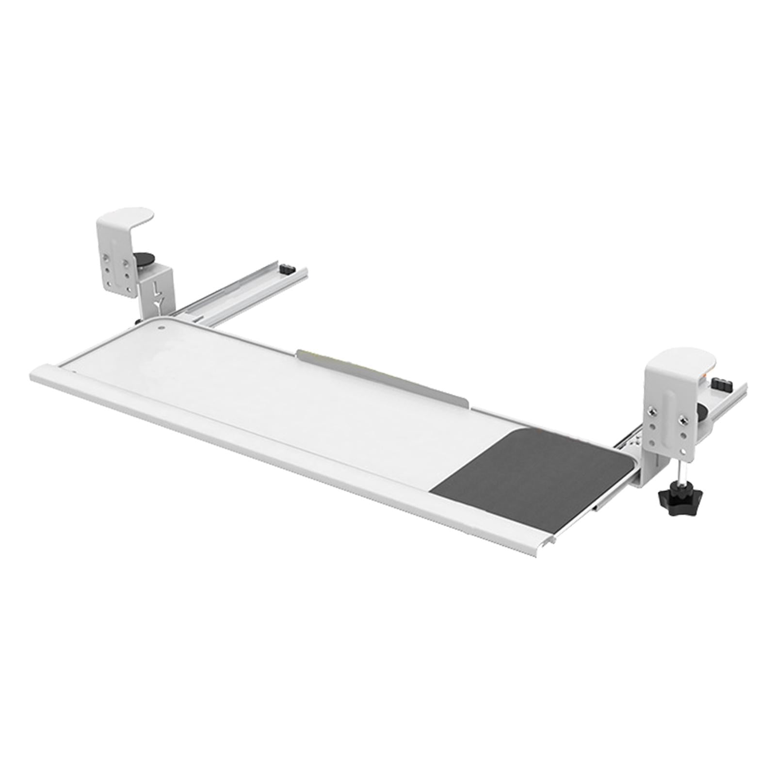 TISHITA Keyboard Tray C-shaped Clamp Mount Water Sturdy Rust Computer Desk Drawer Keyboard Holder for Improve Posture Home White