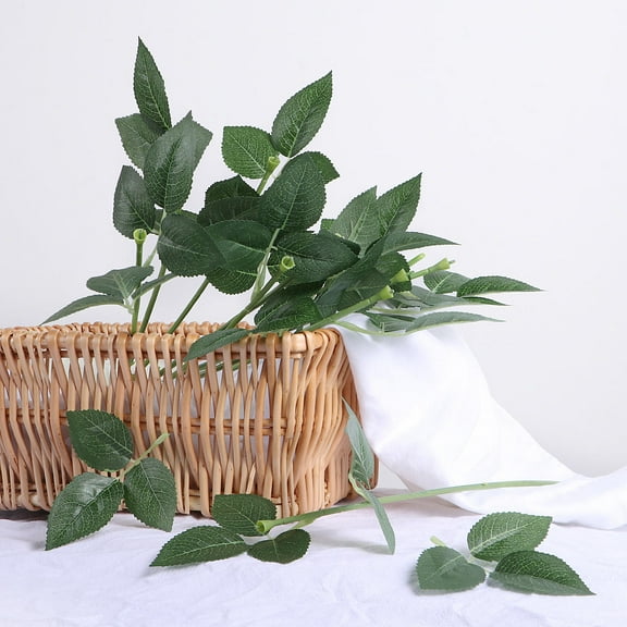 NICEXMAS 10Pcs Artificial Rose Floral Stems with Green Leaves for Wedding and Home Decoration