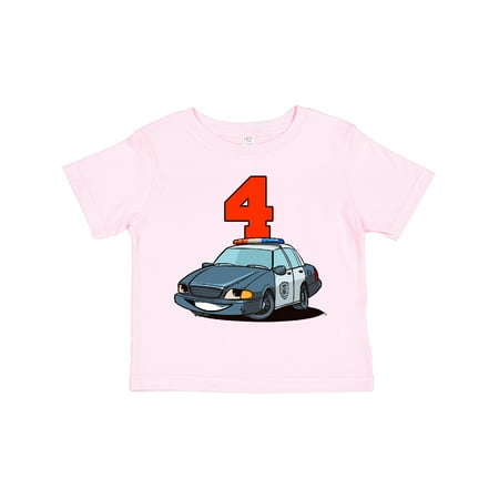 

Inktastic 4th Birthday Police Car Gift Toddler Boy or Toddler Girl T-Shirt