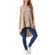 thumbnail image 2 of INSPIRAR CHIC Top sin mangas para mujer, cuello redondo, dobladillo asimétrico, ajuste holgado, blusa tunic alta y baja, color caqui, talla L, 2 of 5