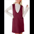 thumbnail image 2 of Vestido Corto de Punto Liso Sin Mangas con Cuello en V y Bolsillos para Mujer Vino Tinto L, 2 of 10
