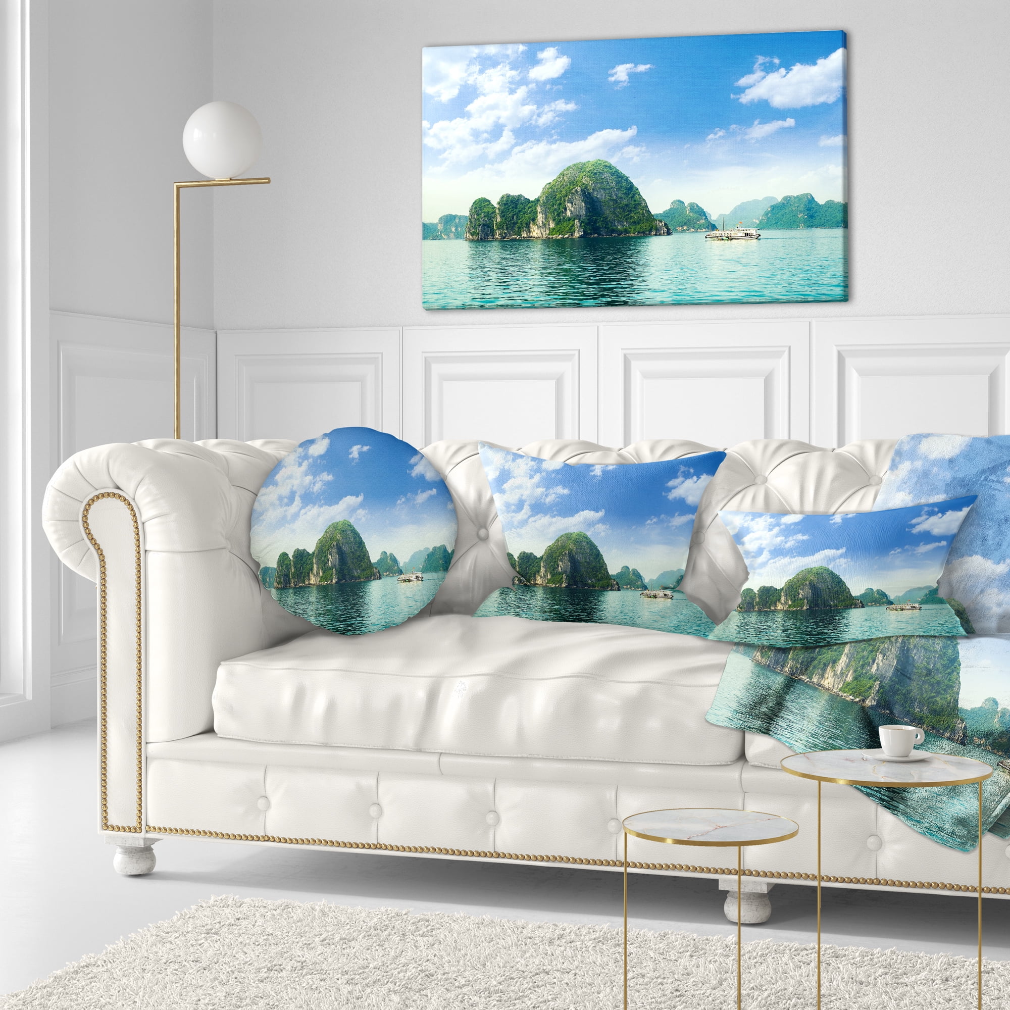 Designart Ha Long Bay in Vietnam - Seascape Throw Pillow - 12x20