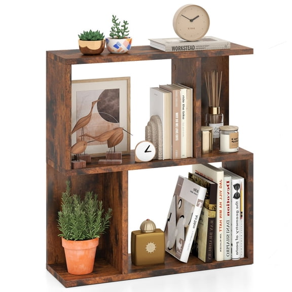 Furnibear 3-Tier Bookshelf with Display Shelf for Small Space Rustic Brown, 20" x 7" x 22" - Open Storage Display Rack for Home Office