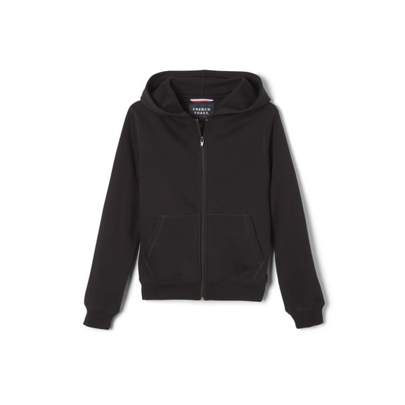 French Toast Boys  Girls School Uniform Zip Front Fleece Hoodie Black 4/5