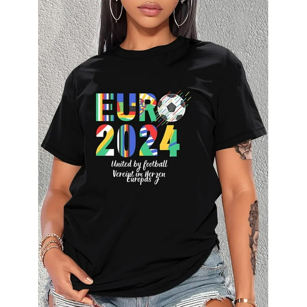 Camiseta con estampado de letras, manga corta y cuello redondo, informal, para verano y primavera, ropa de mujer, camisetas informales.