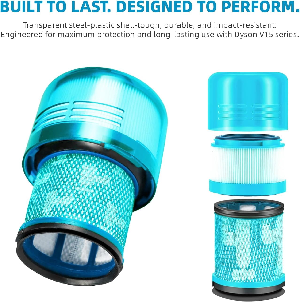 Bee Filter 2-Pack Premium True HEPA Replacement Filters for Dyson V15 Filter, Dyson V11 Filter, V15 Detect Absolute, V15 Submarine, Dyson V11 Animal , Dyson V11, Dyson V15 Detect, Part no. 970013-02