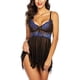 thumbnail image 1 of Gibobby Conjunto ropa interior mujer Ropa Lencería para Mujer Encaje Interior Halter Chemise V Cuello Camisón Sexy Ropa de Dormir Camisón Malla(Azul, M), 1 of 5