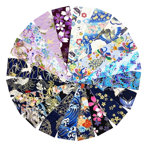AUQ 20 Pieces Quilting Fabric Japanese Styles Multicolor Modern Jelly Roll Strips Thickened Cotton for Quilting Patchwork Starter