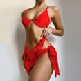 thumbnail image 2 of Women Two Piece Bikini Set with Underwire Top and High Waist Wrap Skirt Swimsuit for Beach Pool Vacation Red L, 2 of 6