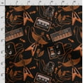 thumbnail image 3 of Soimoi Musical Instruments Print, Poly Taffeta Fabric, Decor Sewing Fabric by The Yard 56 Inch Wide, Decorative Fabric for Outdoor Upholstery, Umbrellas and Home Accents, Orange & Black, 3 of 5