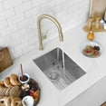 thumbnail image 2 of Stylish Undermount 16" Stainless Steel Single Bowl Kitchen Sink with Grid & Strainer S-309XG, 2 of 11