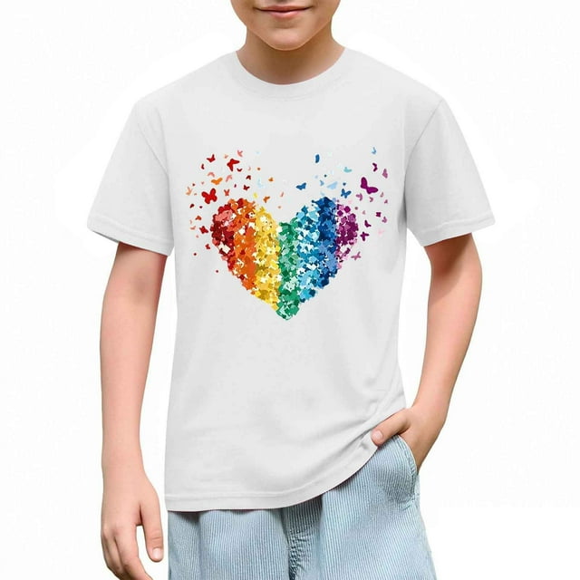 EGNMCR Chemisiers et Chemises à Manches Courtes à Col Rond Tout-Petits Enfants Garçons T-shirt Mode Mignon T-shirt à Col Rond Imprimé T-shirt à Manches Courtes Blouse Fille