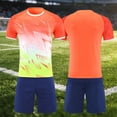 thumbnail image 2 of Odeerbi Niños Niñas Malla Rápido Seco Uniforme de Fútbol Conjunto Geométrico Gradiente Impresión Camiseta Shorts Ropa Deportiva Atlética Para 5-15 Años, 2 of 7
