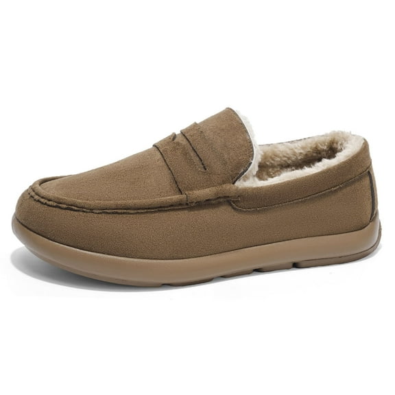 CORASUN Men's Fleece Lined Warm Casual Shoes, Waterproof Anti-Slip Lightweight Loafers