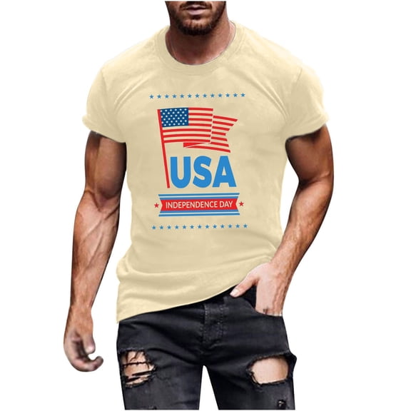 Vetsdori Fourth of July Tshirts for Men Independence Day Summer Pullover Patriotic Short Sleeve Red White and Blue Shirts,American Flag Mens Tops Crew Neck