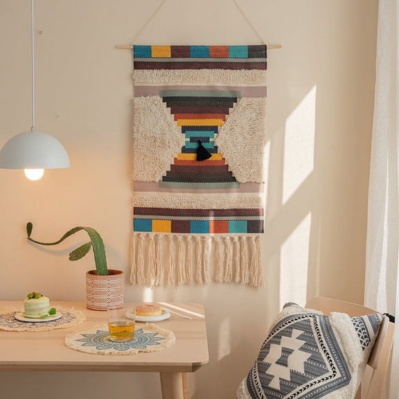 ERDOUY Fabric Wall Decor, Woven Wall Hanging Tapestry, Bohemian Home Decor Tapestries, Woven Fabric Wall Hanging 20*28inch（24）