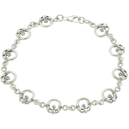 Brinley Co. Women's Sterling Silver Claddagh Link Bracelet, 7