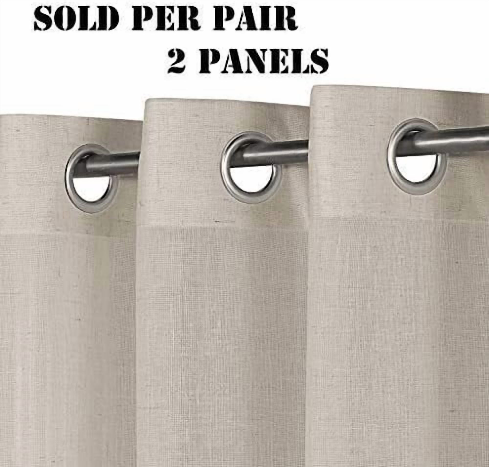 PrimeBeau Textured Semi Sheer Privacy Added Linen Blended Nickel Grommet Window Curtain Panels, 52" W x 84" L, Angora