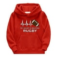 thumbnail image 2 of MIASHUI Sweat à Capuche Filles Garçons Manches Longues Imprimé Rugby Pull Sport, Rouge, 13-14 Ans, 2 of 3