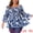 Blue, variant on DARING DIVA Women's Plus Floral Print Square Neck Blouse 1X Blue