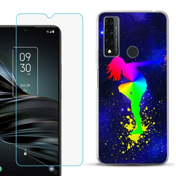 Slim-Fit Fashion Phone Case for TCL 20 XE, with Tempered Glass Screen Protector, by OneToughShield ® - Cosmos Dance