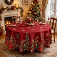 thumbnail image 4 of Christmas Round Tablecloth,Festive Xmas Table Cover,Decorative Round Cloth for Holiday Dining Party Kitchen Home Decor,59.8"(F), 4 of 6
