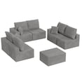 thumbnail image 4 of Lacoo Open Modular Sofa Set, Soft Corduroy Upholstered Modular Sectional Couch with Accent Pillows, Flexible Seating for Family & Guest, Gray, 4 of 7