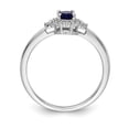 thumbnail image 2 of 14K White Gold Ring Band Gemstone Sapphire Oval Blue Diamond Round, Size 5, 2 of 3