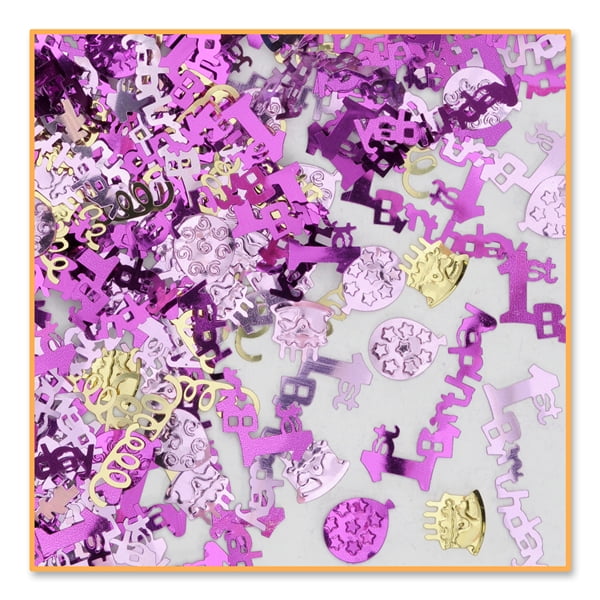 Pack Of 6 Metallic Purple And Gold 1st Birthday Celebration