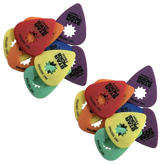 Everly Star Guitar Picks 24 Pack Variety Pack Two of Each Size