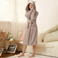 thumbnail image 6 of Long Sleeve Bathrobe for Women Fluffy Women's Nightgowns & Sleepshirts Oversize Cozy Women's Robes House Womens Robe Grey, 6 of 9