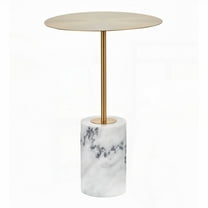 Contemporary Gold & White Marble Side Table by LumiSource