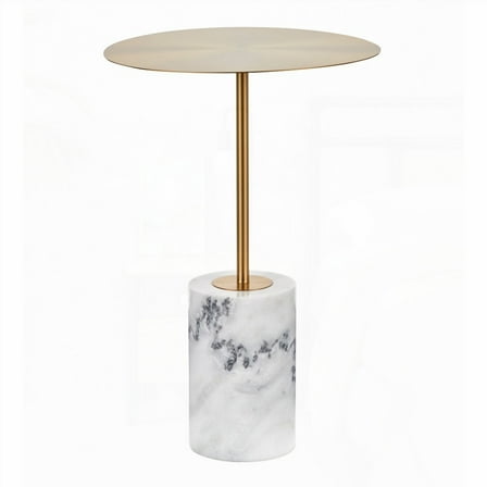 Contemporary Gold & White Marble Side Table by LumiSource