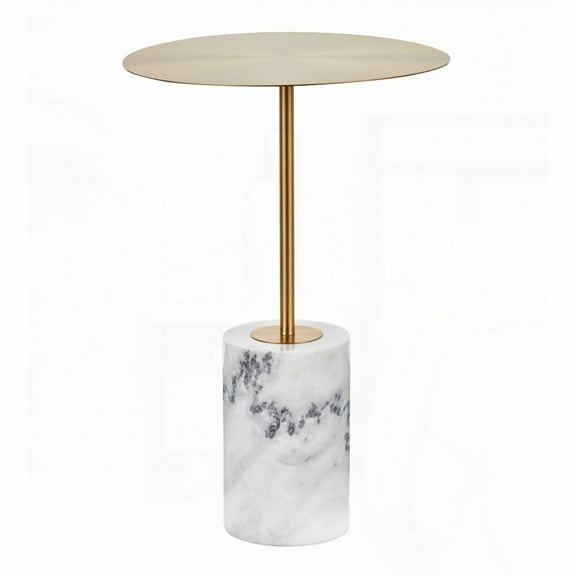 Contemporary Gold & White Marble Side Table by LumiSource