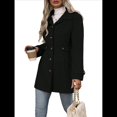 thumbnail image 1 of Abrigo Clásico de Invierno para Mujer con Bolsillos y Botonadura Sencilla. Negro M, 1 of 9