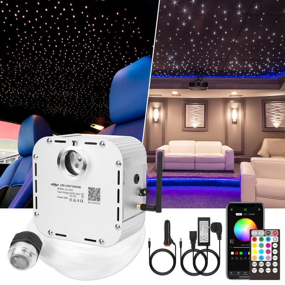 CHINLY Kit de luz estelar de fibra óptica RGBW de 32 W, 4 m, Bluetooth