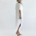 thumbnail image 5 of YYDGH Long Sleeve Button Down Shirt for Womens Casual Maxi Dress Side Split Long Kimonos Cardigans Swimsuit Fall Cover Ups Shirt Dress White S, 5 of 8