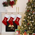 thumbnail image 2 of Medias navideñas con monograma personalizado, medias navideñas de 20 pulgadas con iniciales familiares, puños de felpa blanca súper suaves con cuerpo de terciopelo rojo de lujo y detalles dorados, 2 of 5