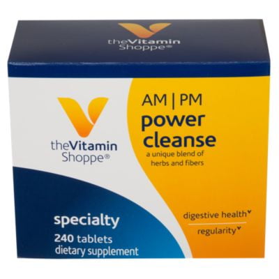The Vitamin Shoppe AM/PM Power Cleanse  A Unique Blend of Herbs  Fibers for Digestive Health  Regularity  No Fasting  1 Kit with 120 Tablets for Each Day  Night Set (240