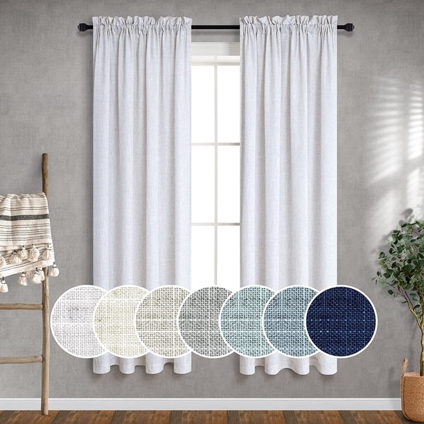 34" Wide Textured Cafe Curtains - Light Filtering Rod Pocket Style, Set Of 2 Panels
