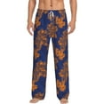 thumbnail image 2 of Lsque Golden Maple on Navy Blue Print Men's Pajama Pants, Lounge Pant - Comfortable Home Wear,Elastic Waistband, Stylish Design-Small, 2 of 9